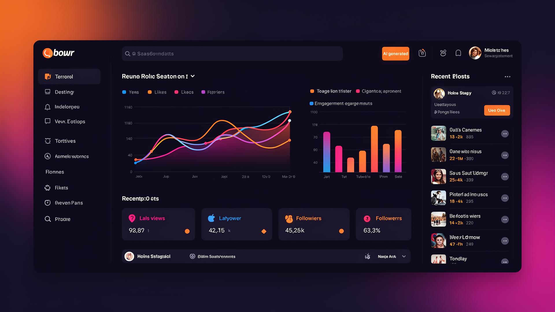 Aperçu du dashboard AfriCreator avec analytics et publications